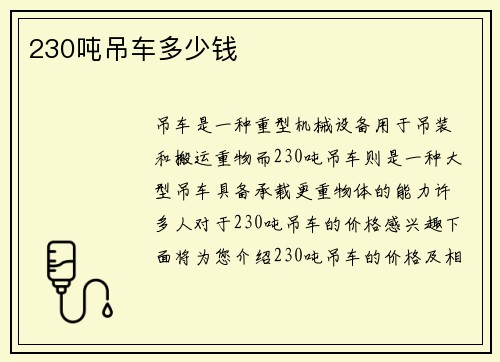 230吨吊车多少钱