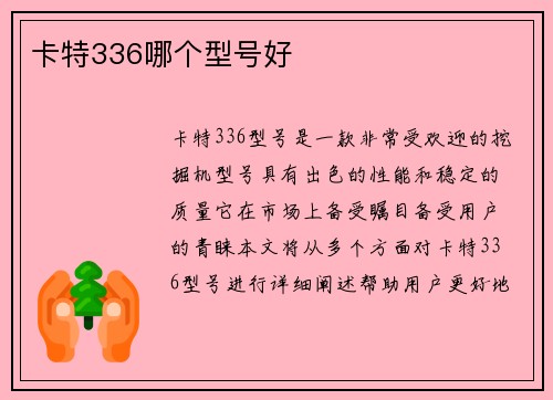 卡特336哪个型号好