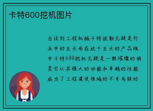 卡特600挖机图片